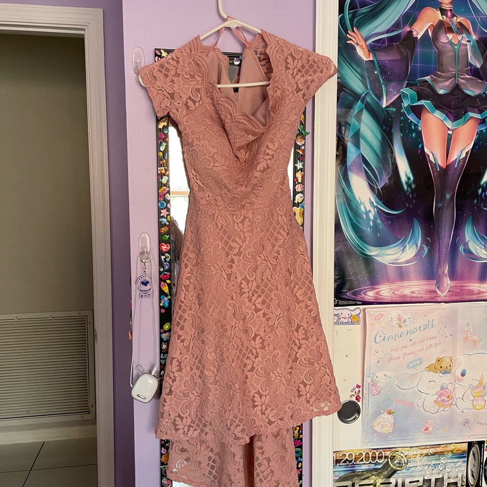 City studios pink off the shoulder juniors high low dress
